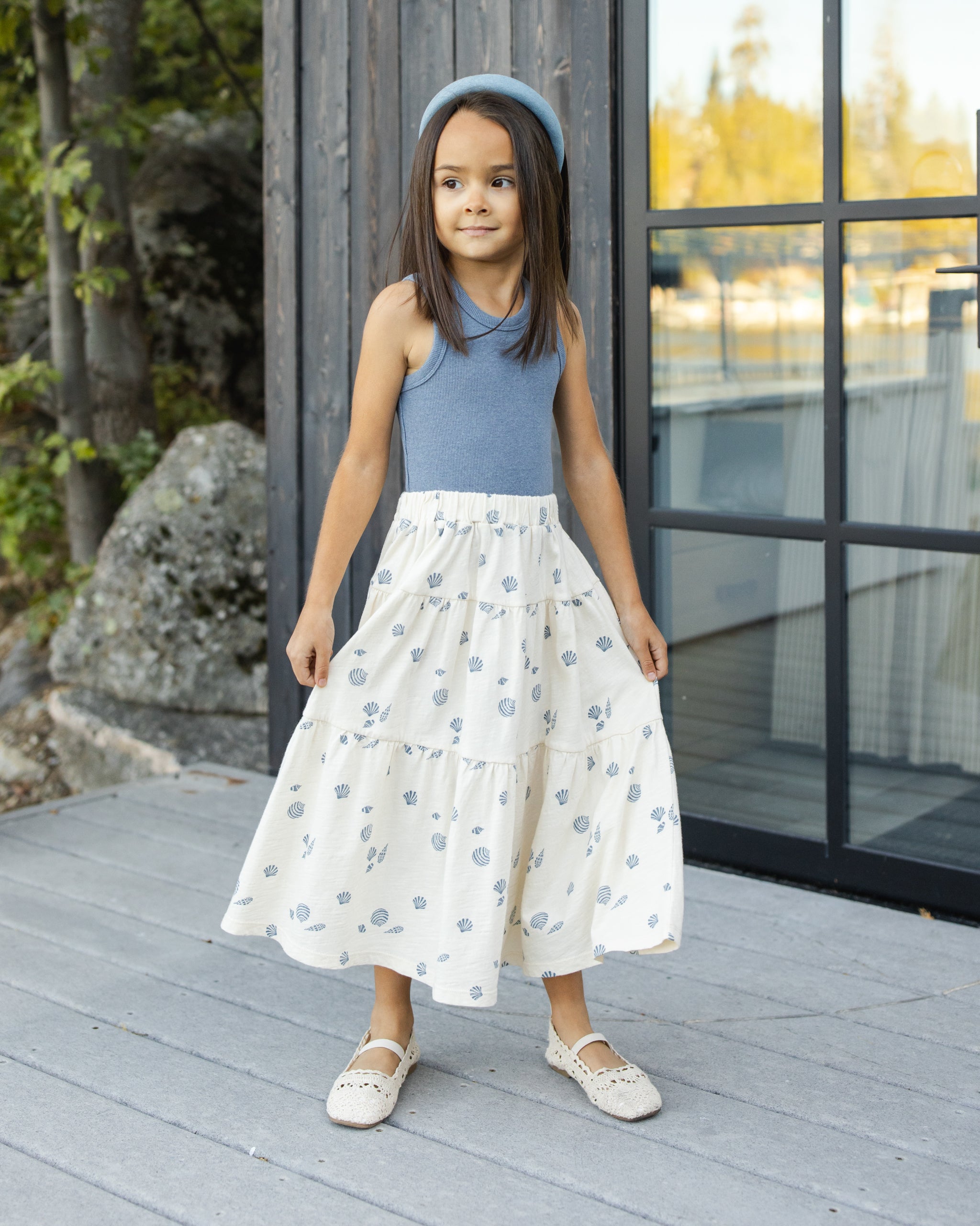 Ribbed Tank Set (Natural, Heathered Marine)