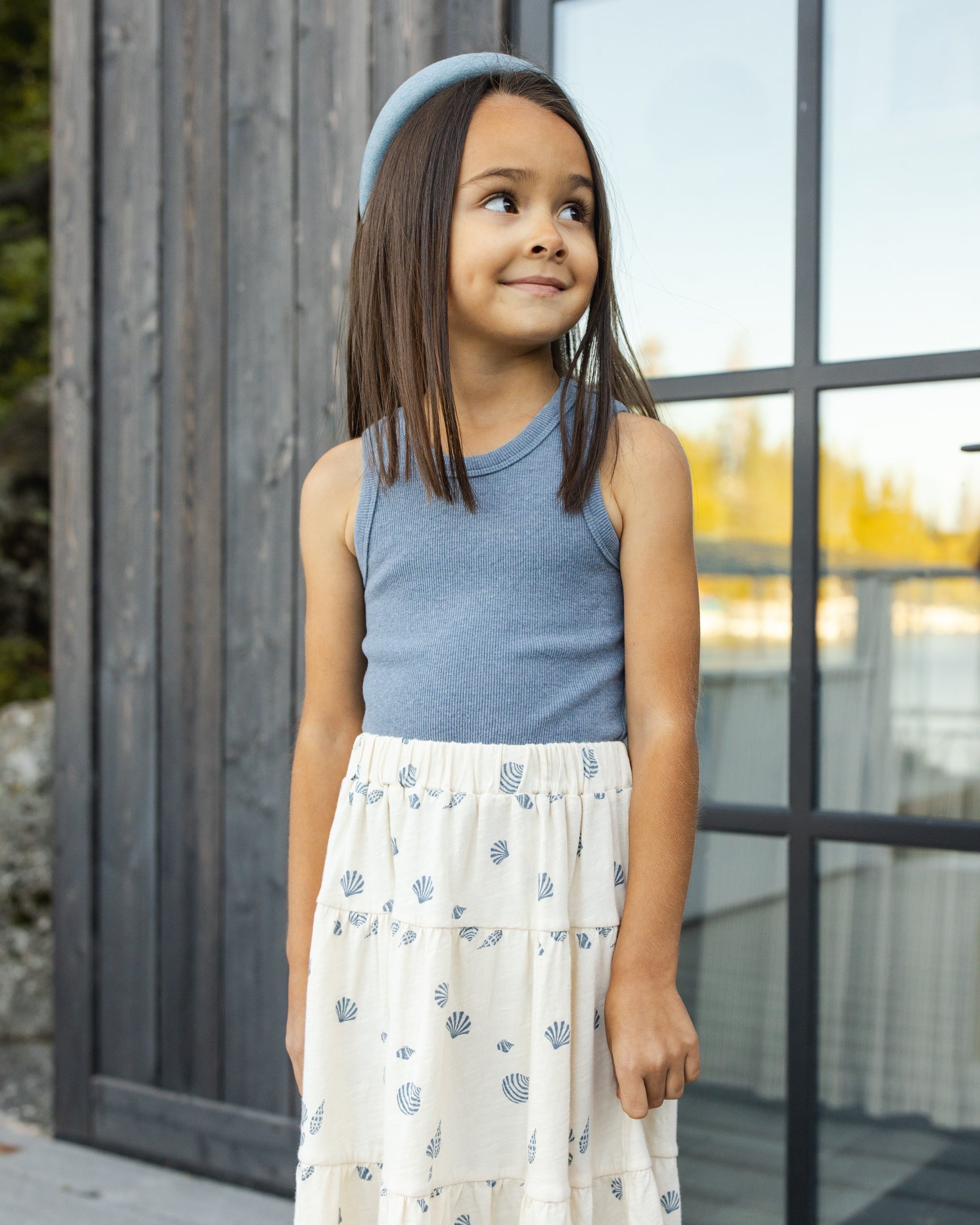Ribbed Tank Set (Natural, Heathered Marine)