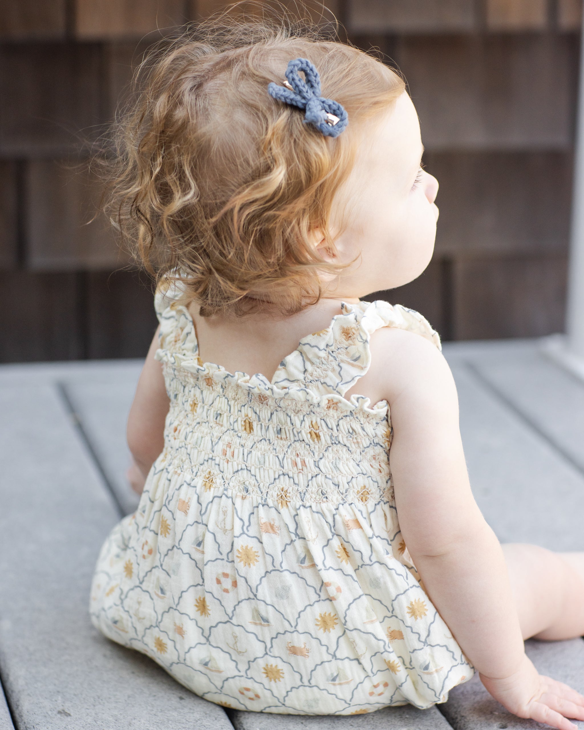 Crochet Bow Clip (Marine)