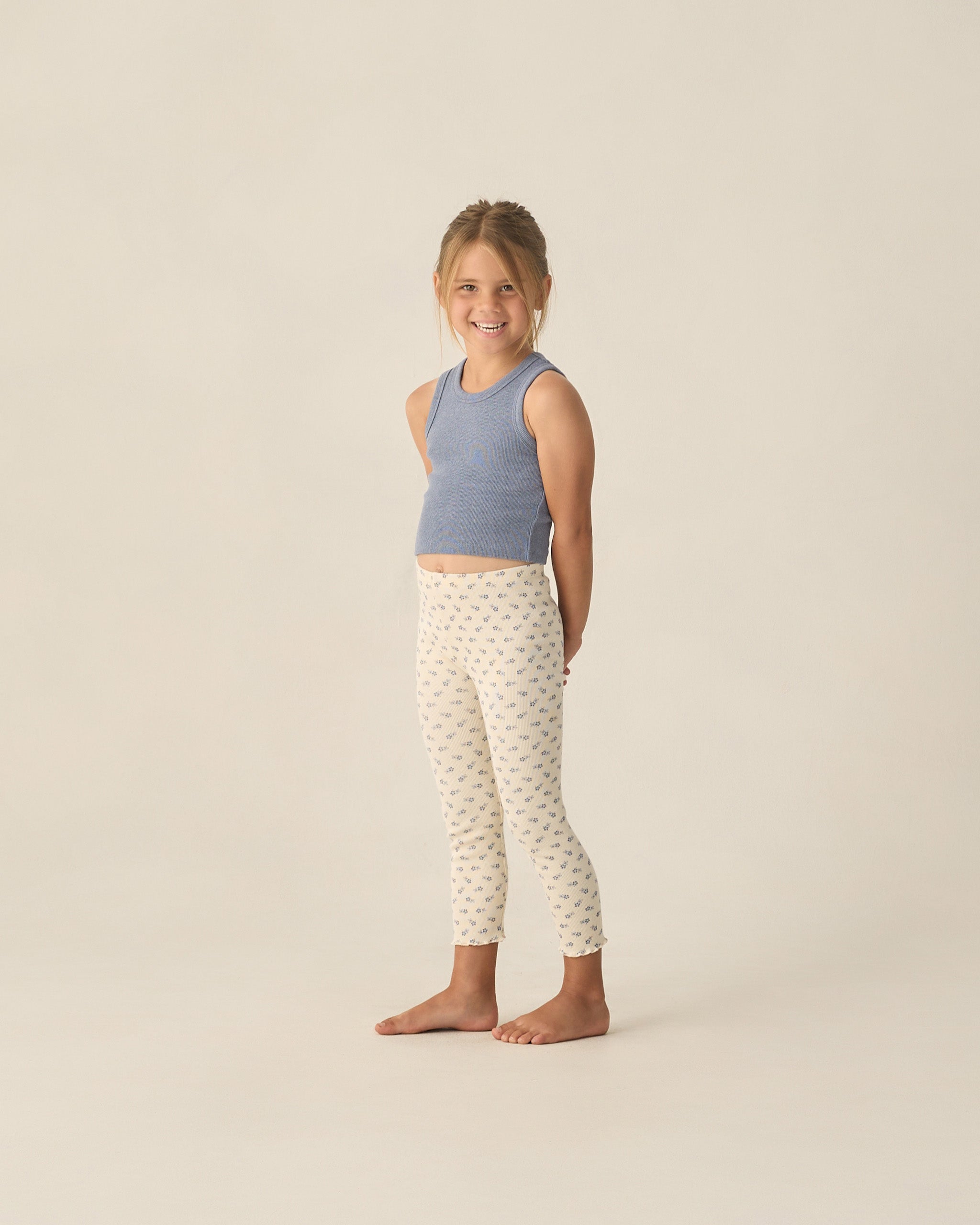 Ribbed Legging Set (Natural Blue Ditsy, Heathered Marine)