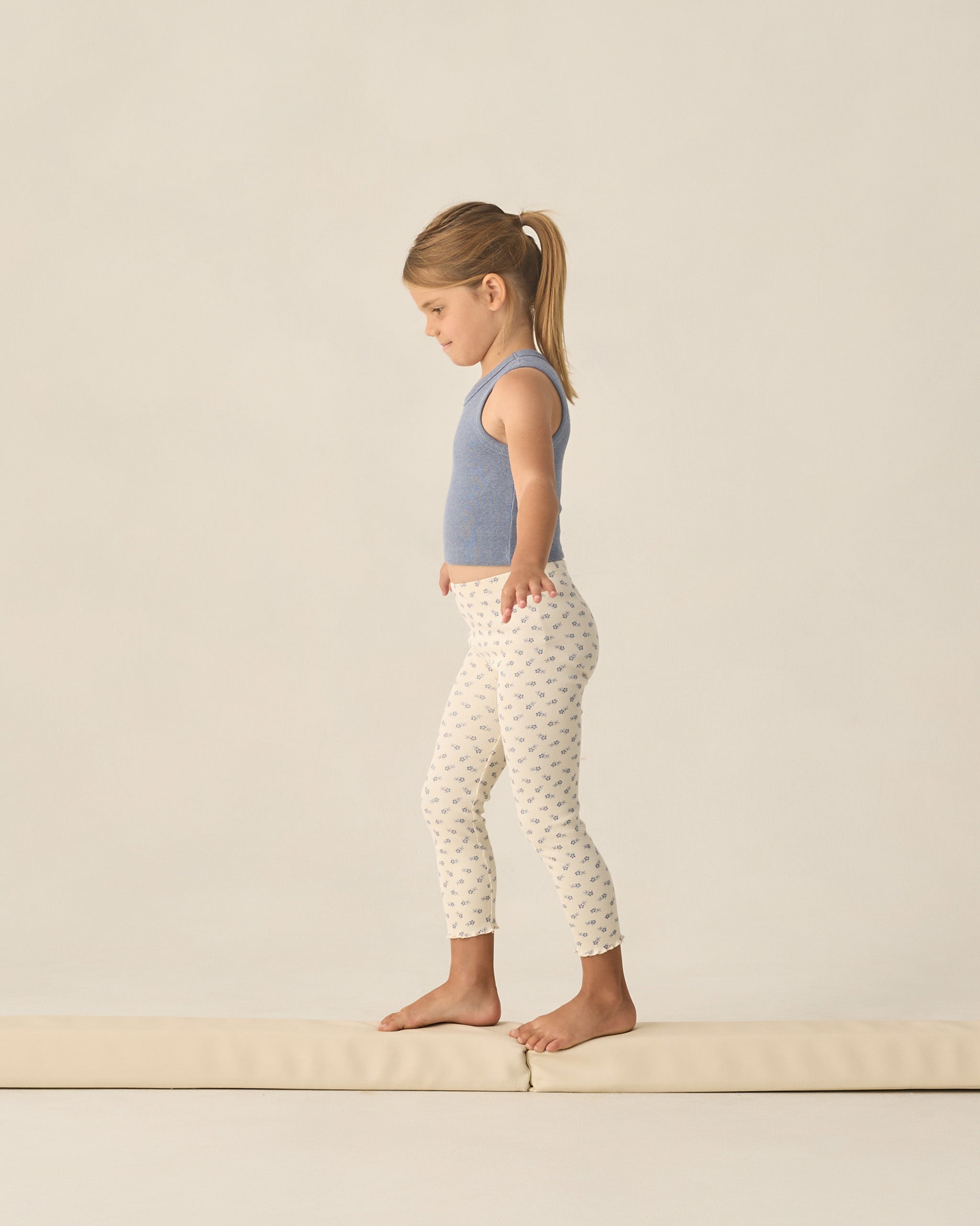 Ribbed Legging Set (Natural Blue Ditsy, Heathered Marine)
