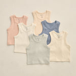 Ribbed Tank Set (Shell, Heathered Blush)