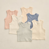 Ribbed Tank Set (Shell, Heathered Blush)