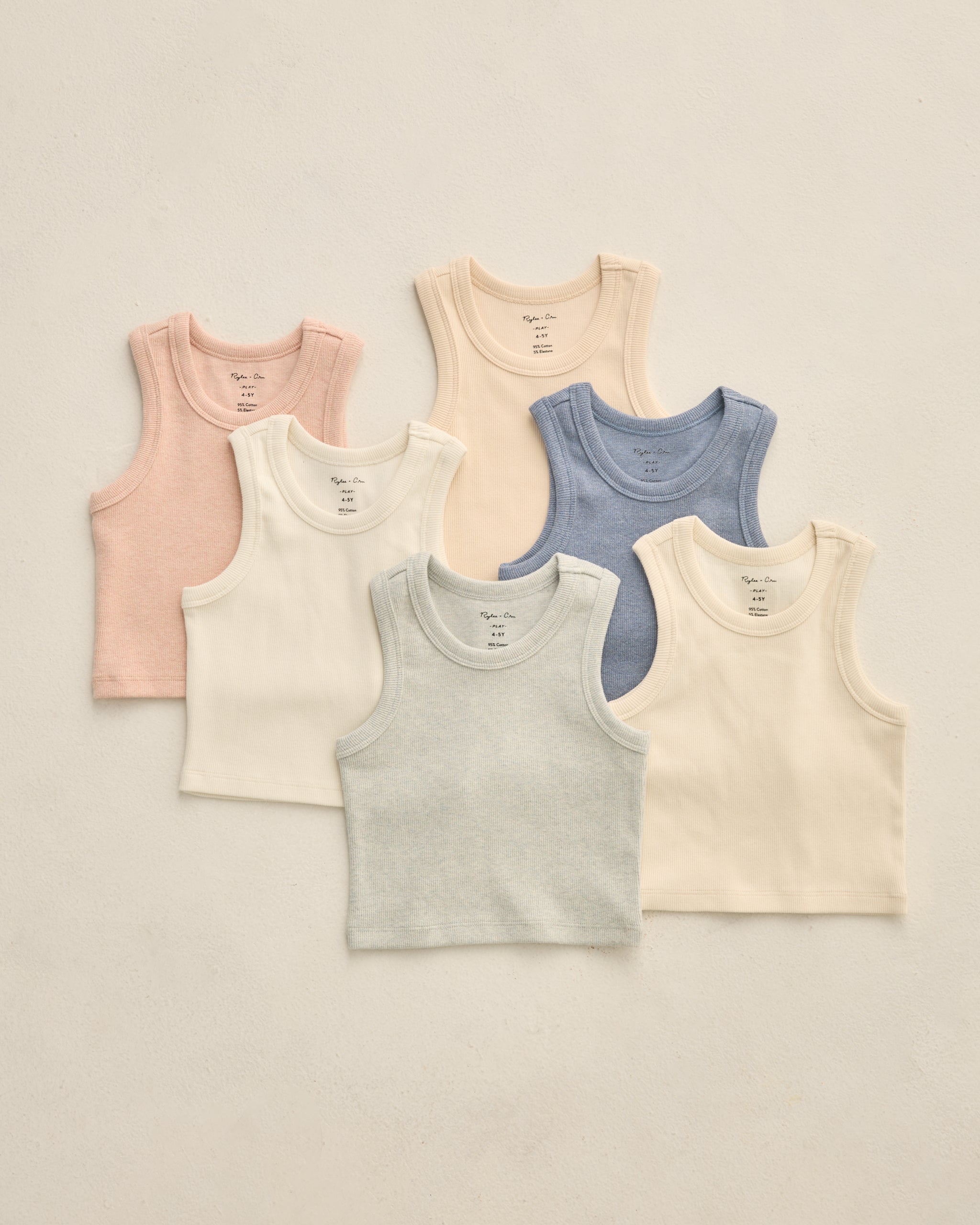 Ribbed Tank Set (Shell, Heathered Blush)