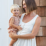 Mavrick Romper (Poppy Gingham)