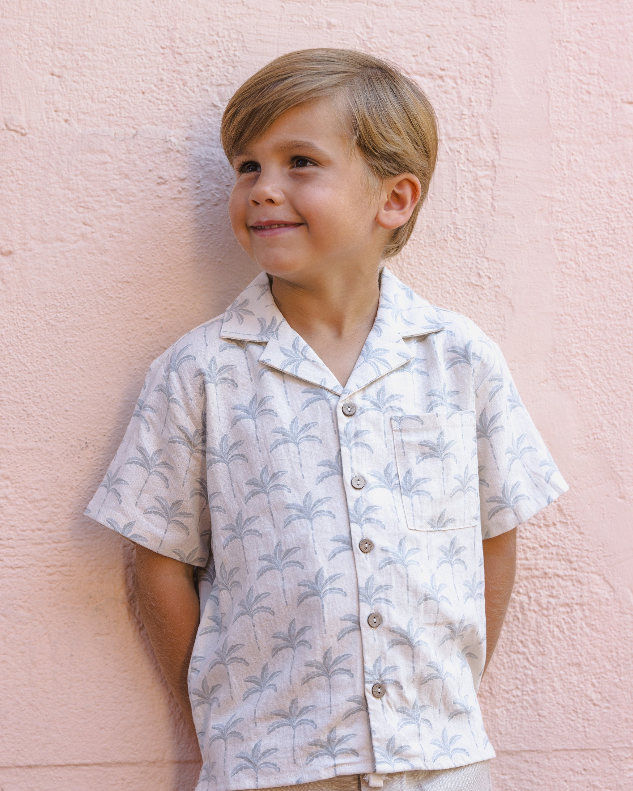 Lapel Collar Shirt (Palm Trees)