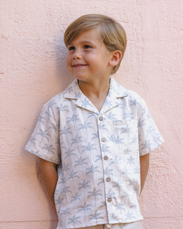 Lapel Collar Shirt (Palm Trees)