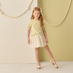 Smocked V Mini Skirt (Citron Stripe)