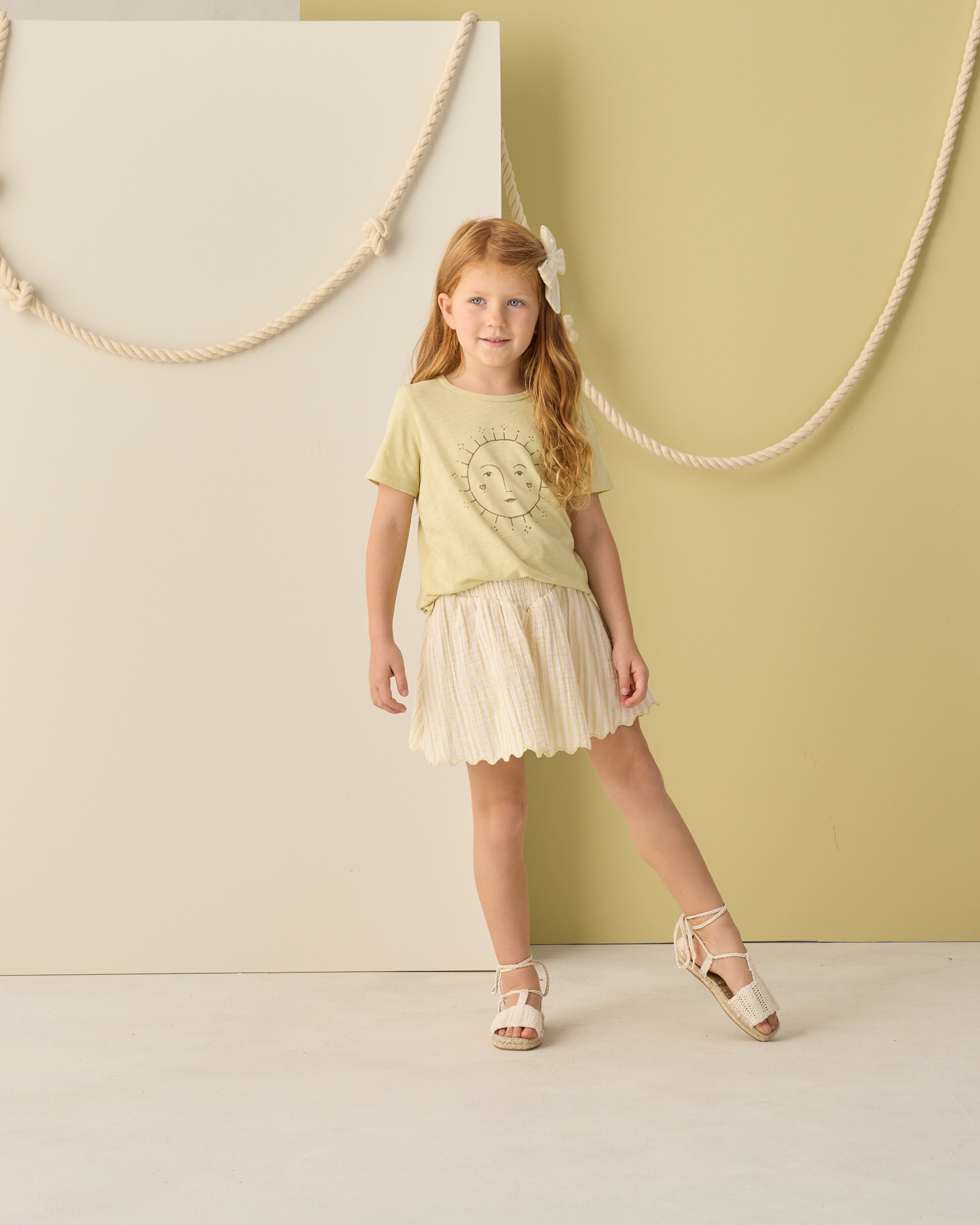 Smocked V Mini Skirt (Citron Stripe)