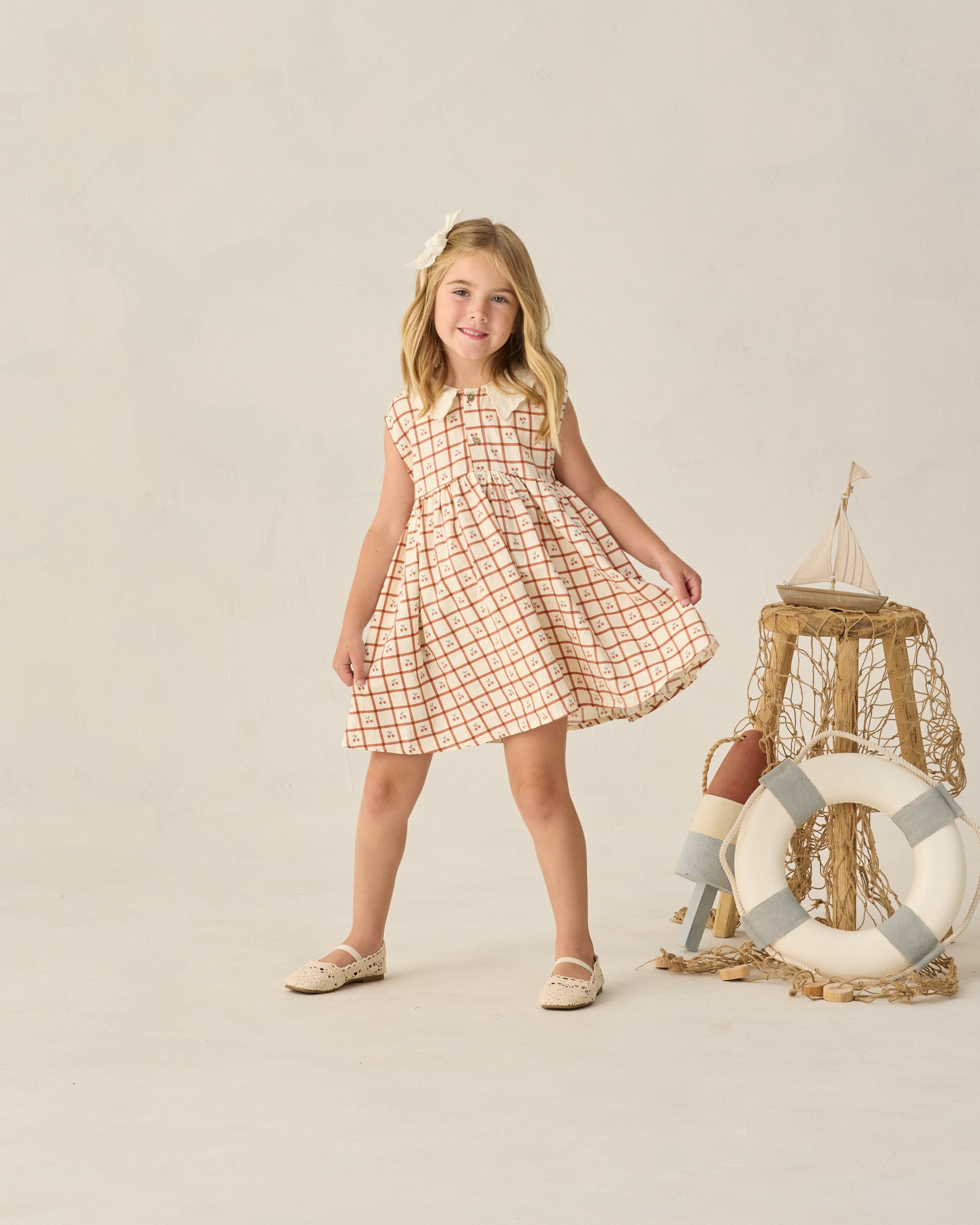Collared Babydoll Dress (Cherry Check)