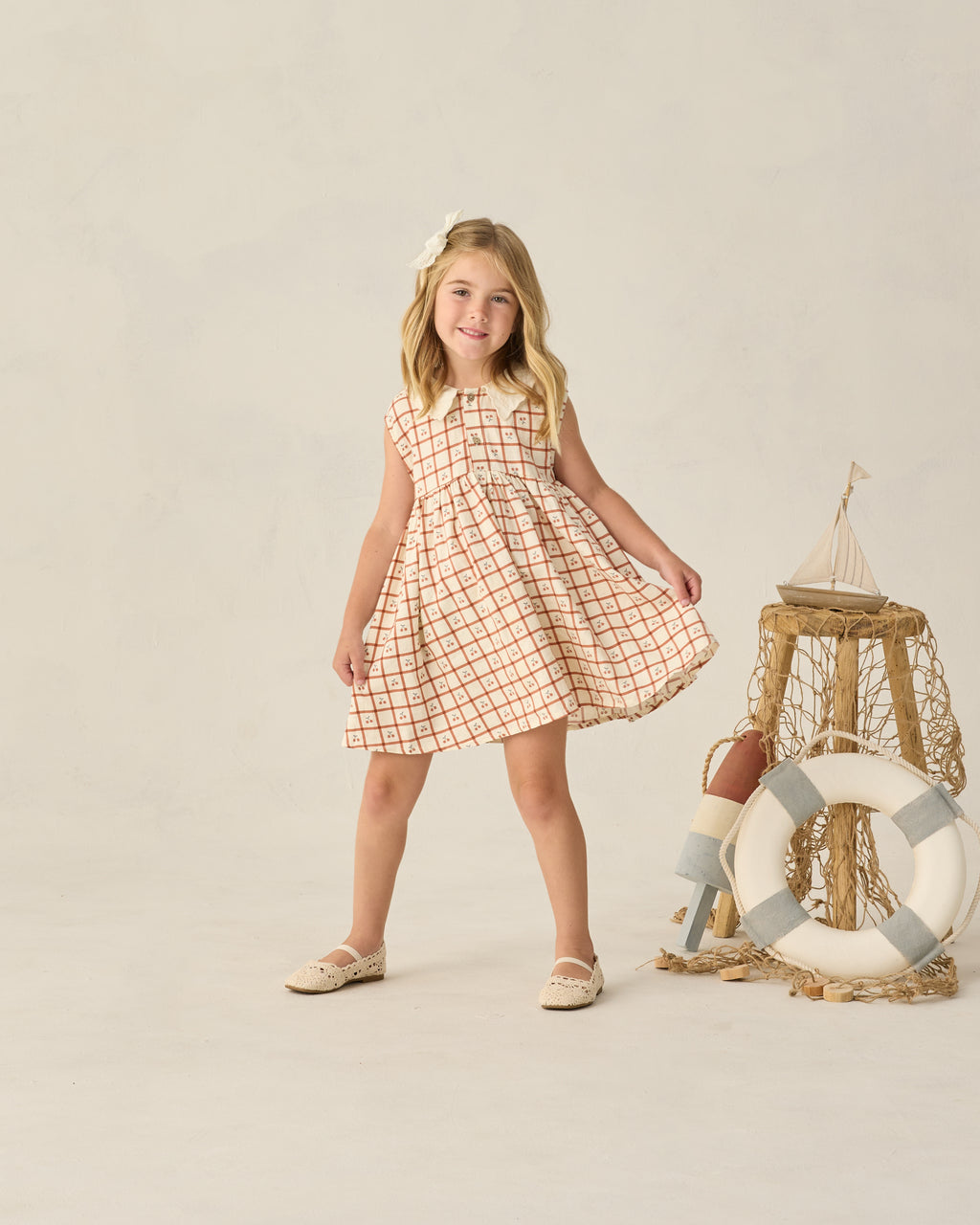 Collared Babydoll Dress (Cherry Check)