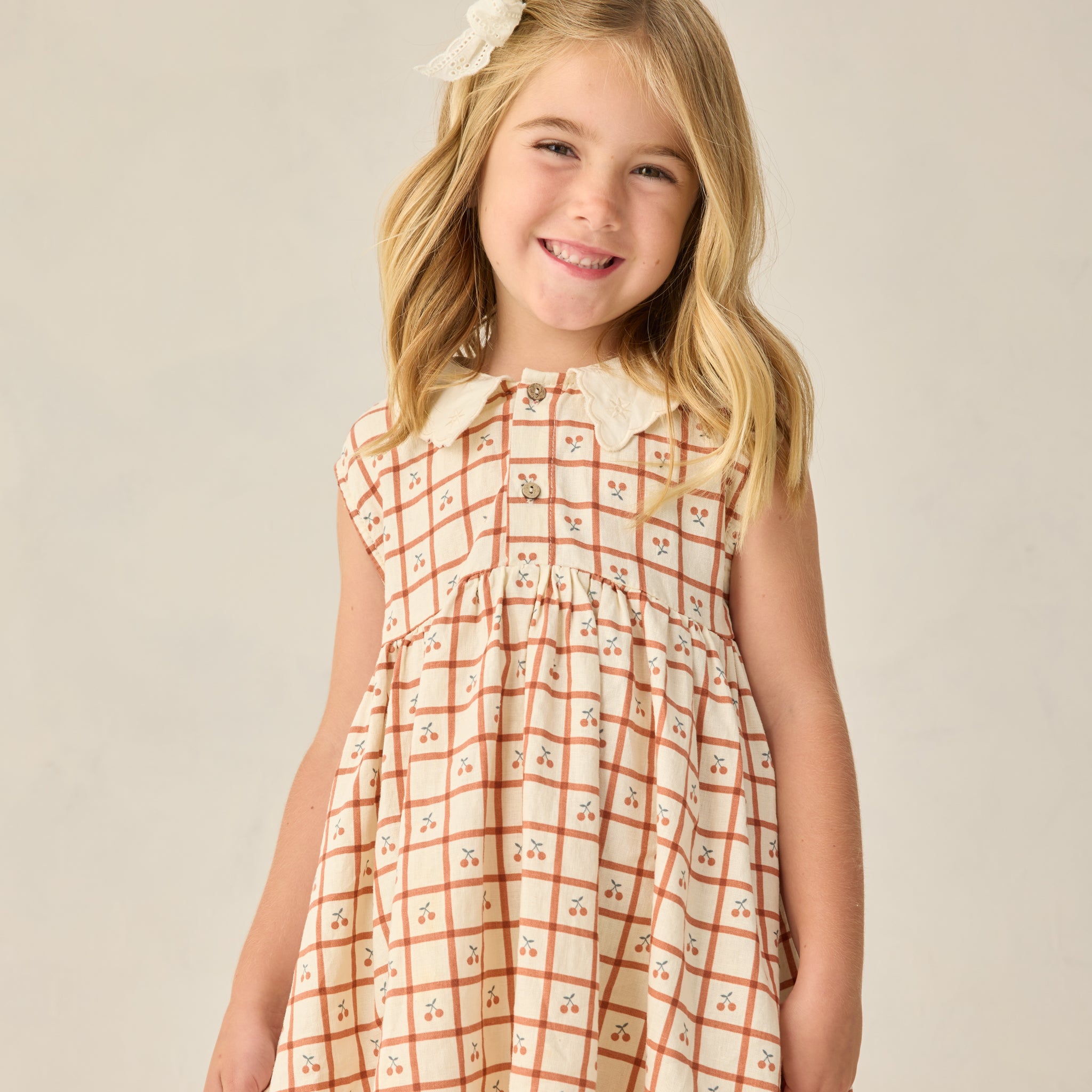 Collared Babydoll Dress (Cherry Check)