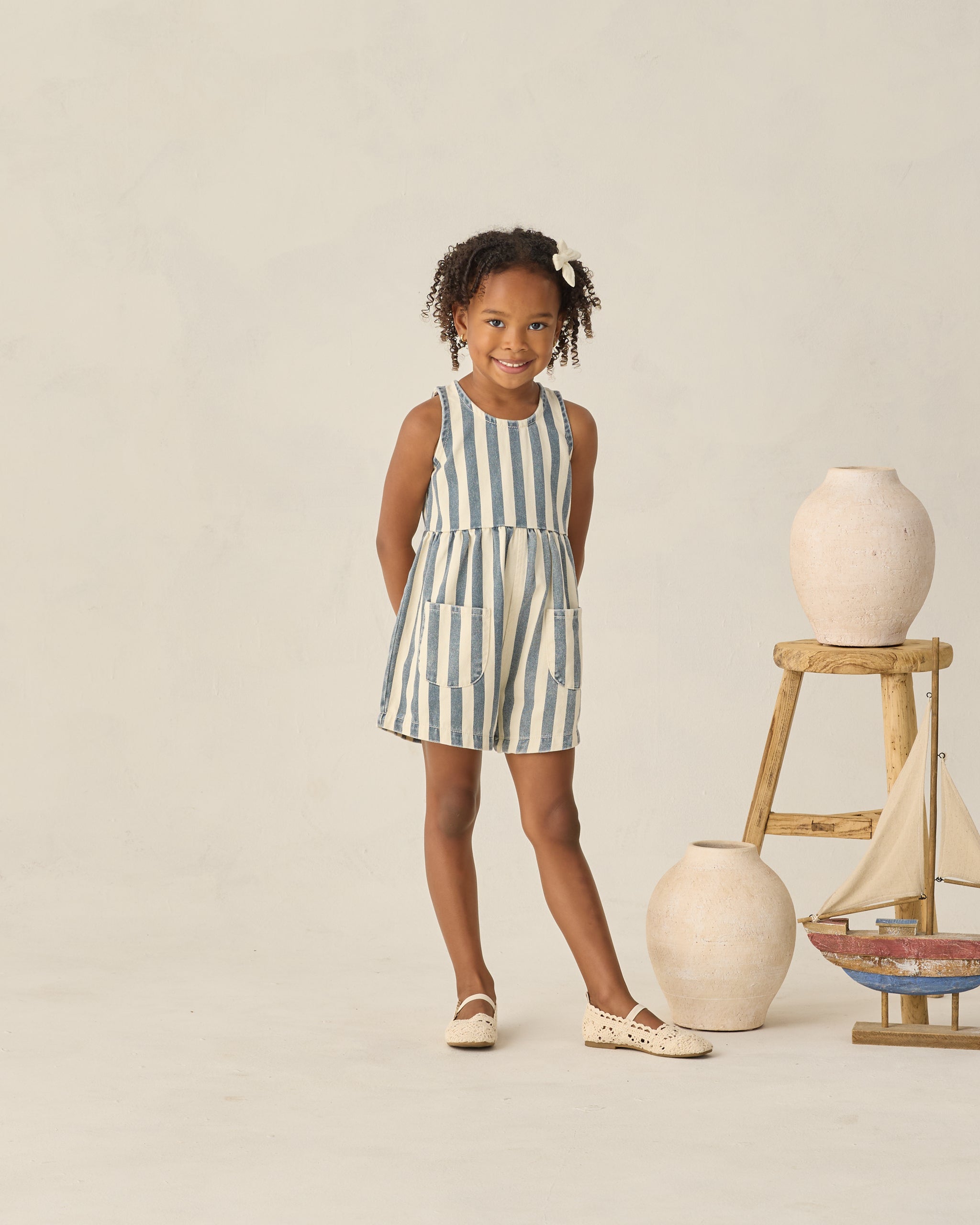 Dani Romper (Navy Stripe)