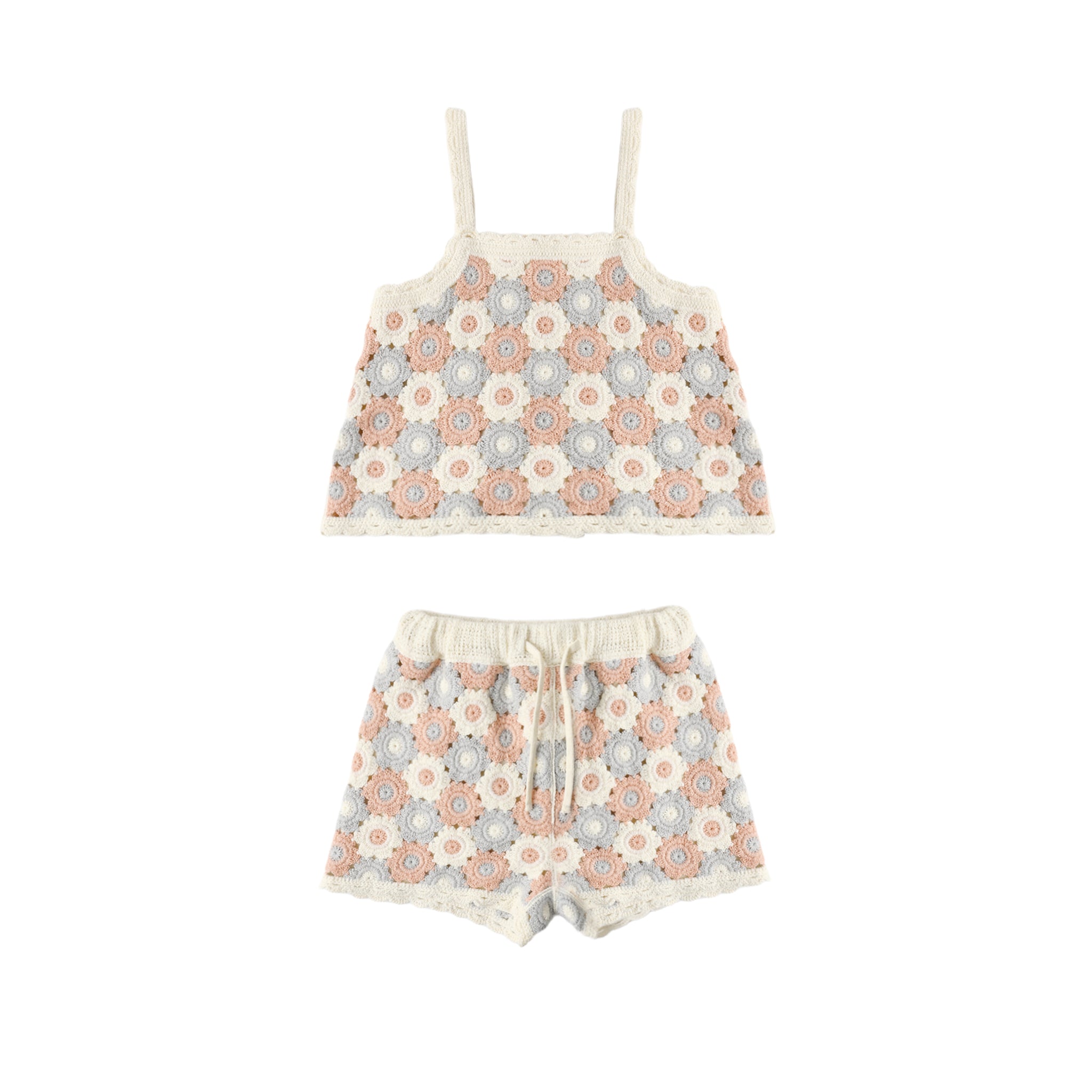 Lili Knit Set (Blue/Light Pink/Ivory)
