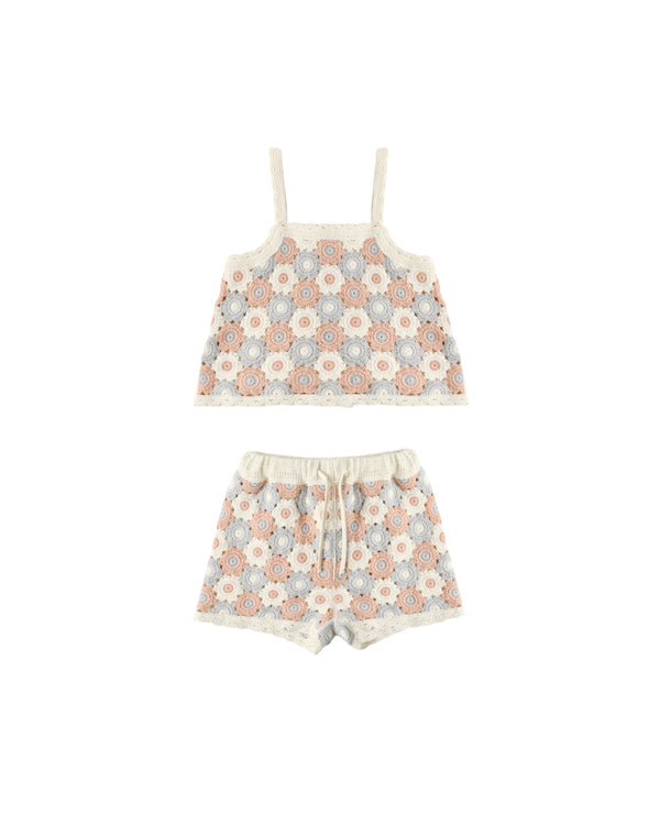 Lili Knit Set (Blue/Light Pink/Ivory)