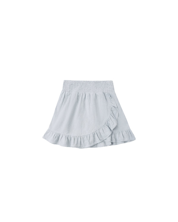 Wrap Ruffle Skirt (Heathered Light Blue)