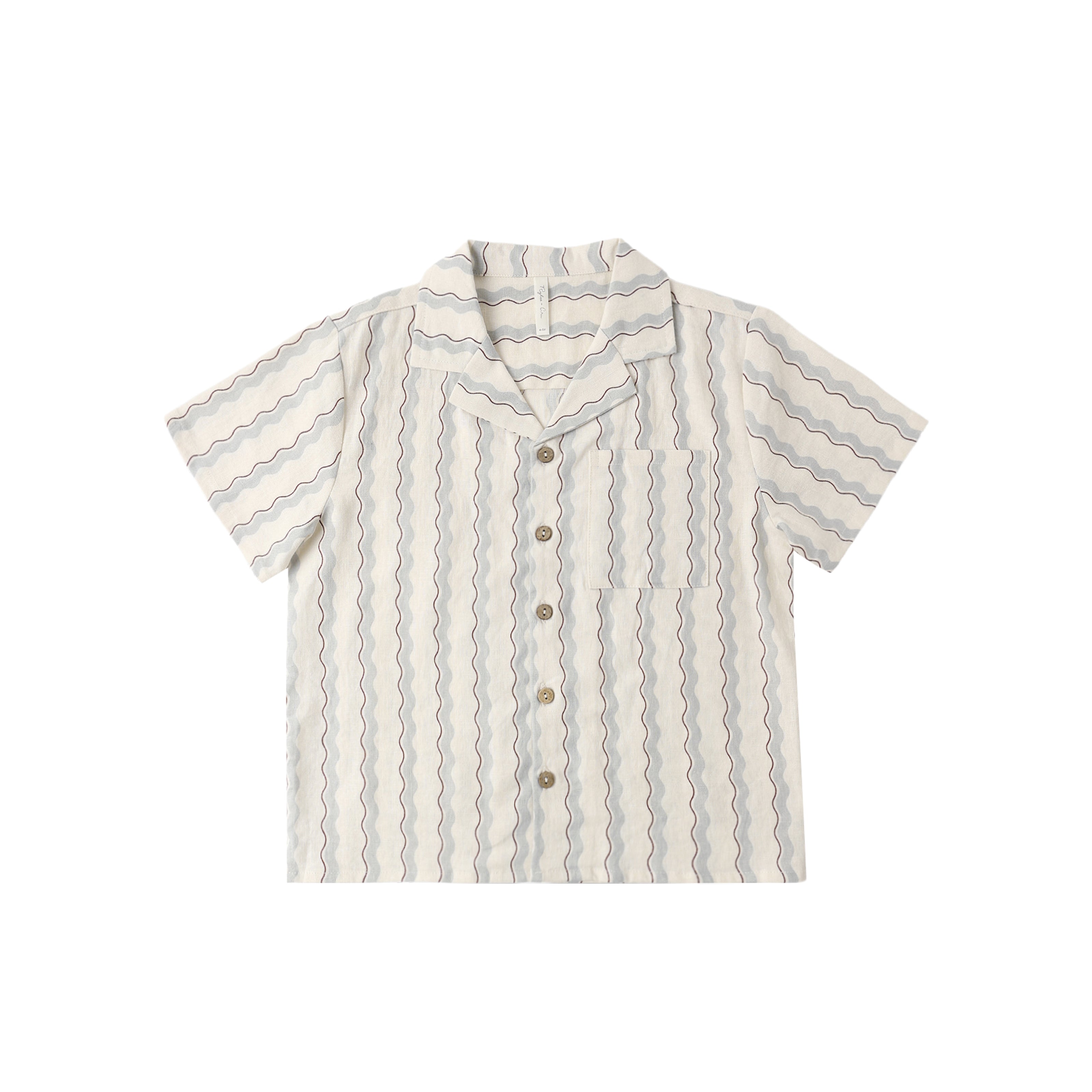 Lapel Collar Shirt (Wave Stripe)