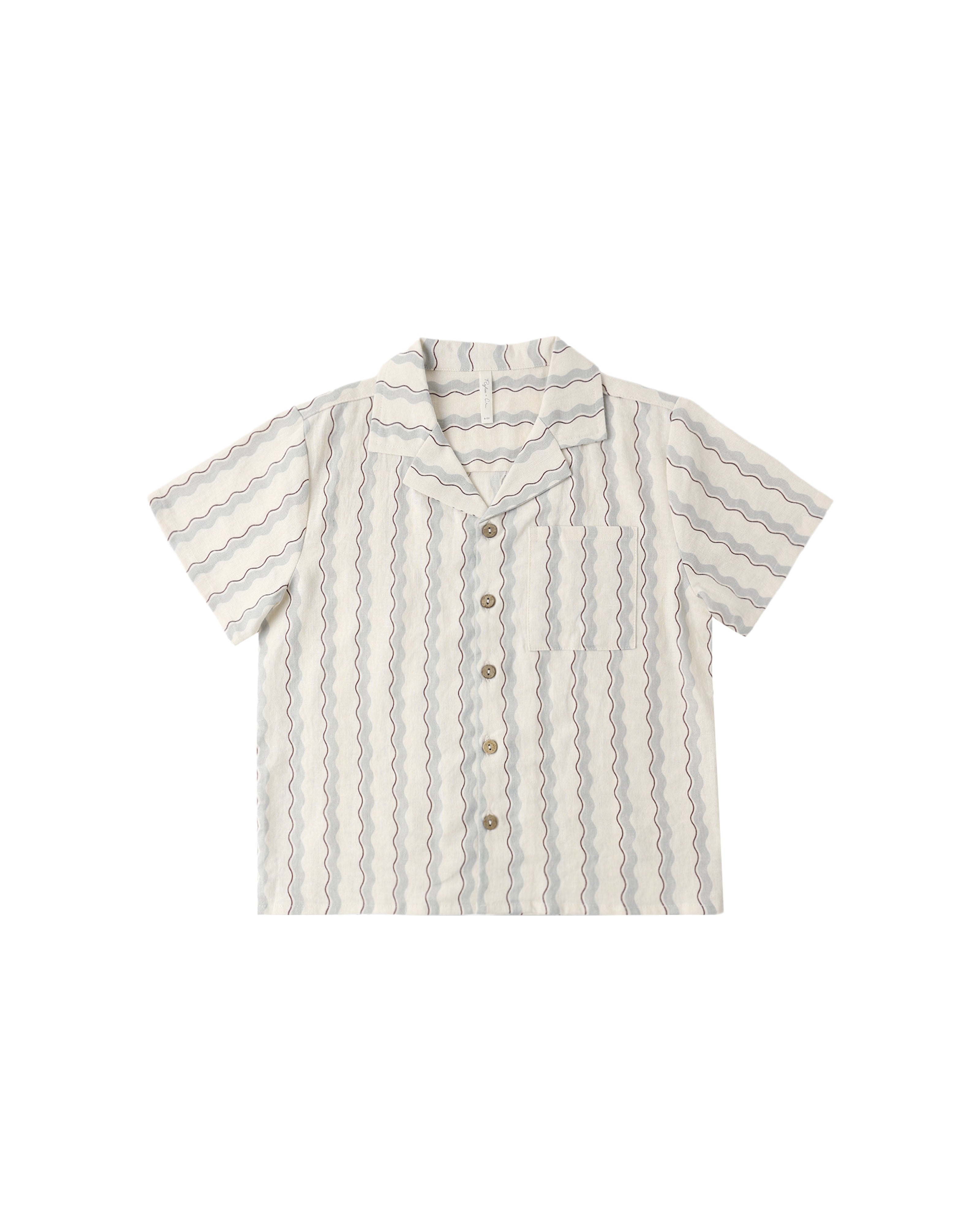 Lapel Collar Shirt (Wave Stripe)