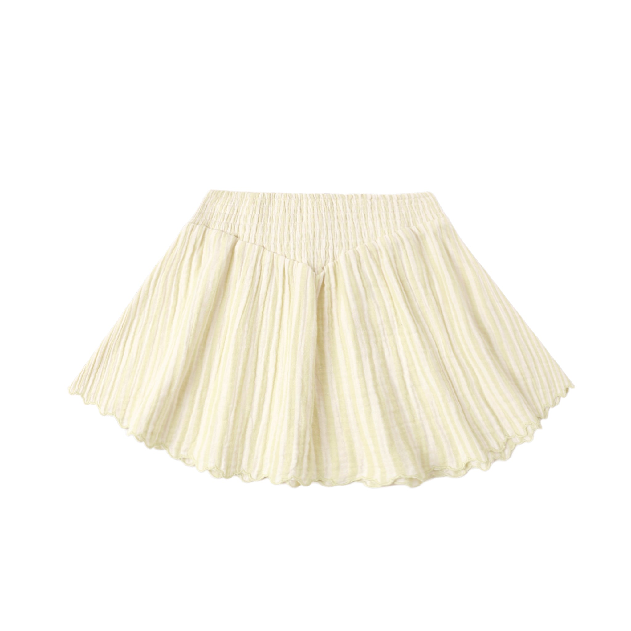 Smocked V Mini Skirt (Citron Stripe)