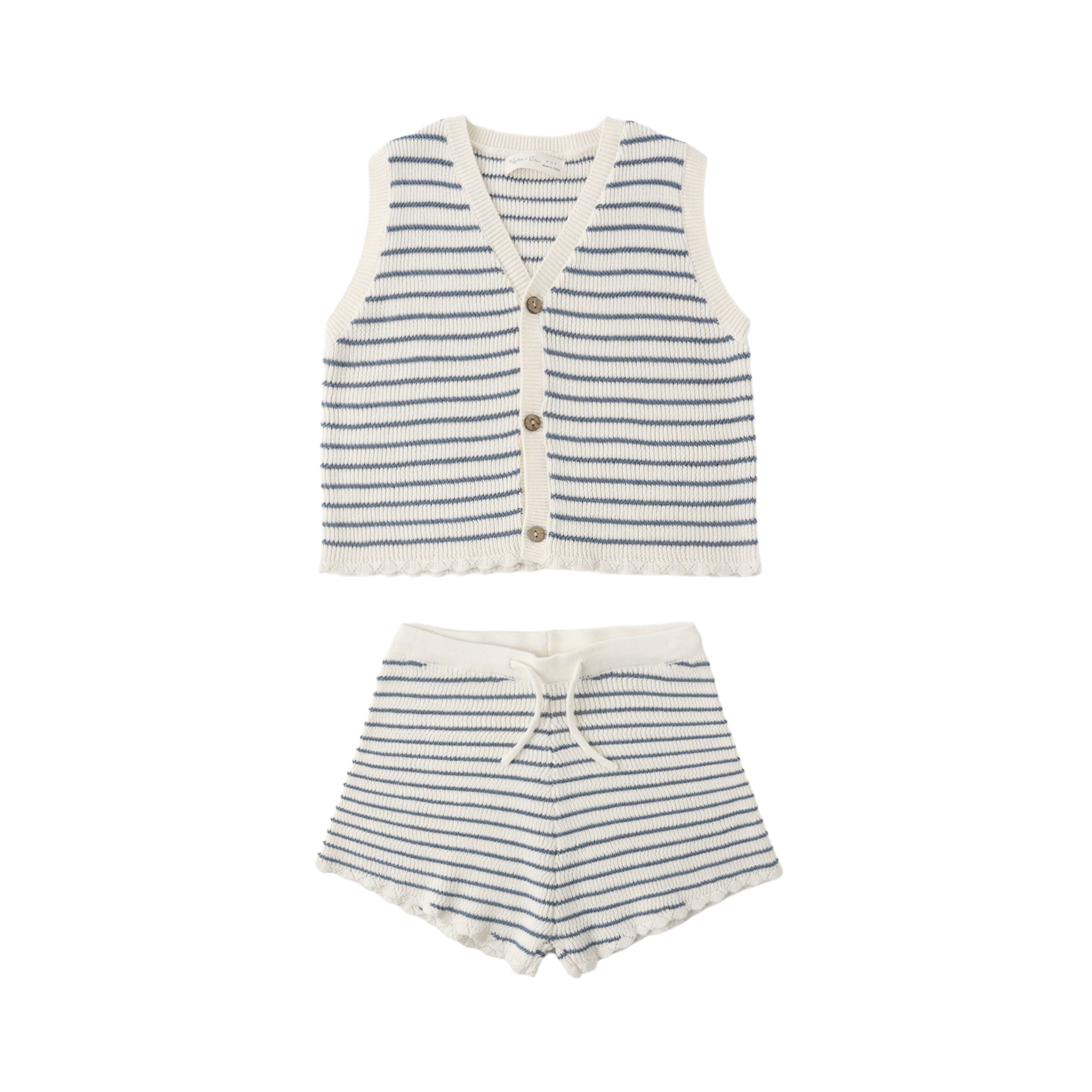 Knit Vest Set (Marine Stripe)