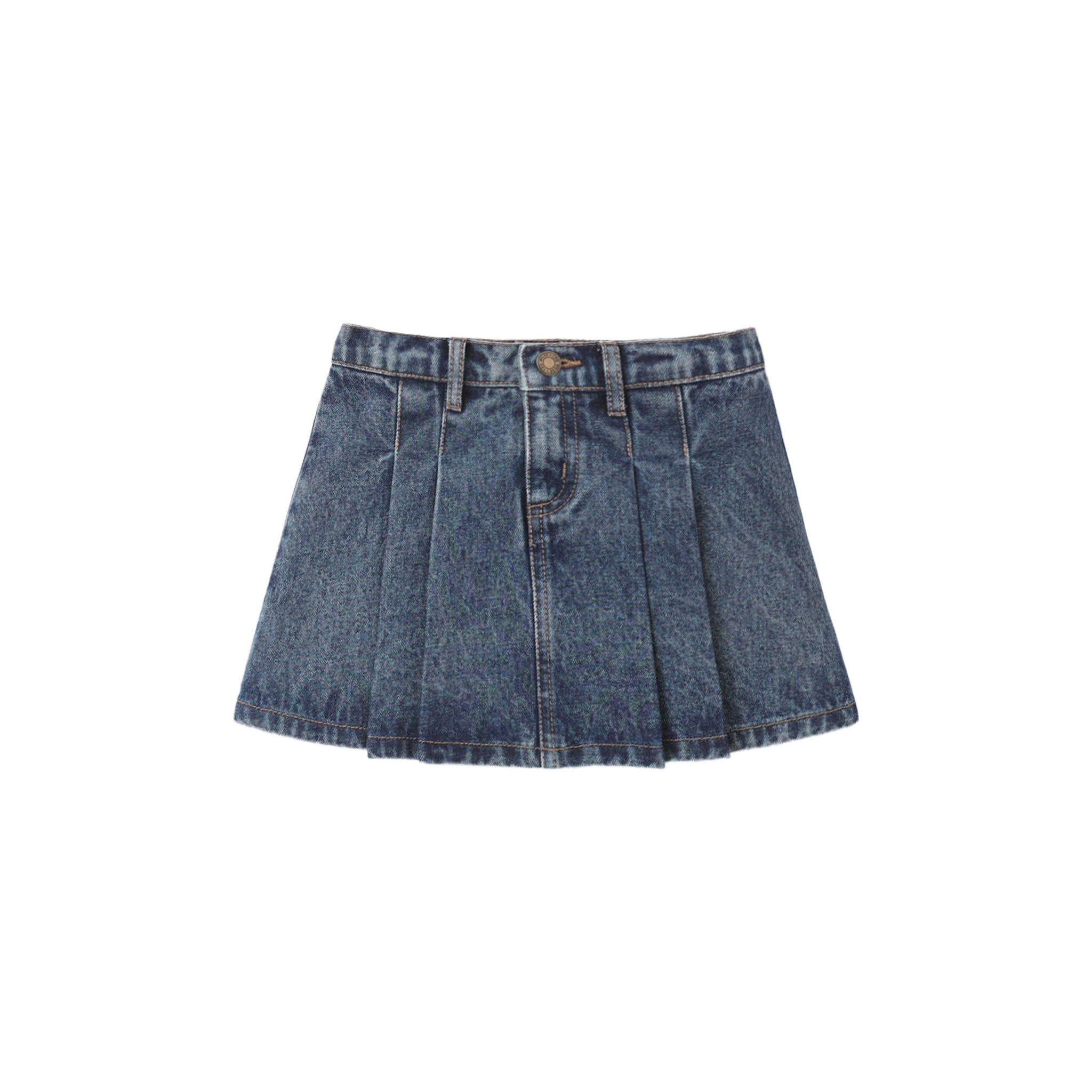Pleated Denim Skirt (Indigo)