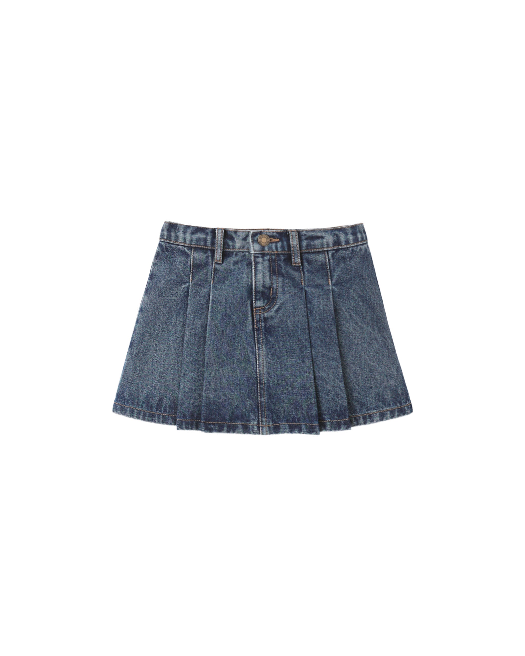 Pleated Denim Skirt (Indigo)