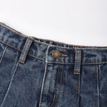 Pleated Denim Skirt (Indigo)
