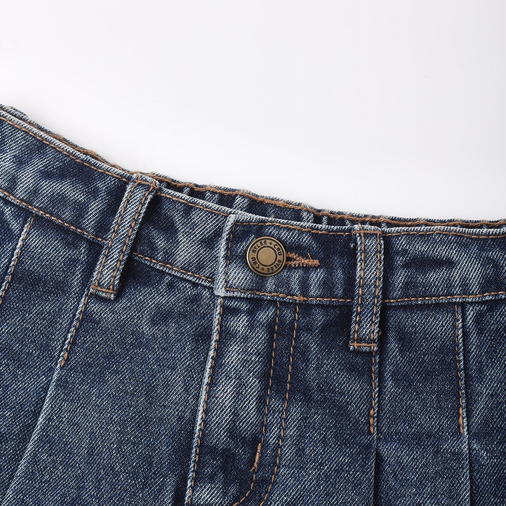 Pleated Denim Skirt (Indigo)