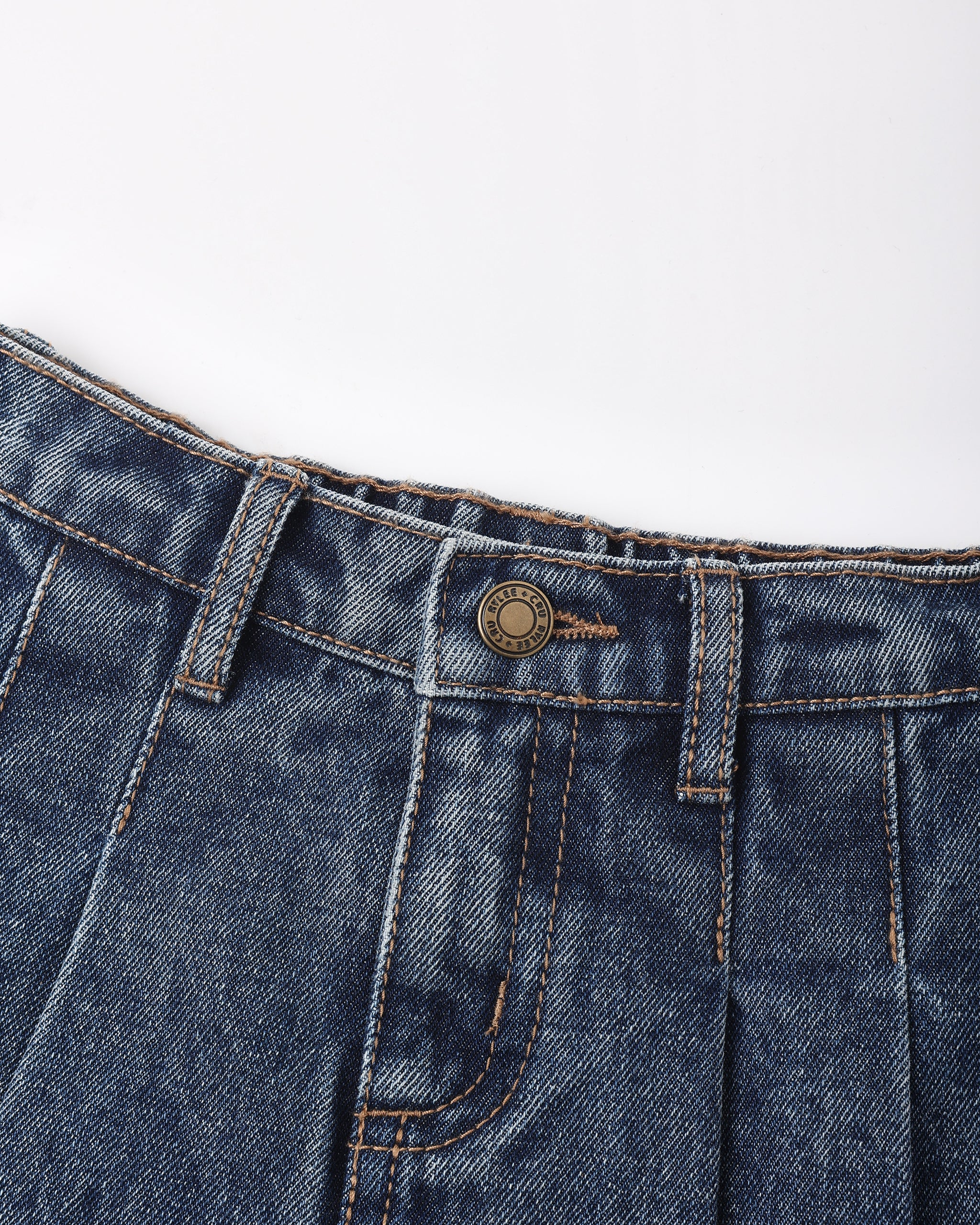 Pleated Denim Skirt (Indigo)