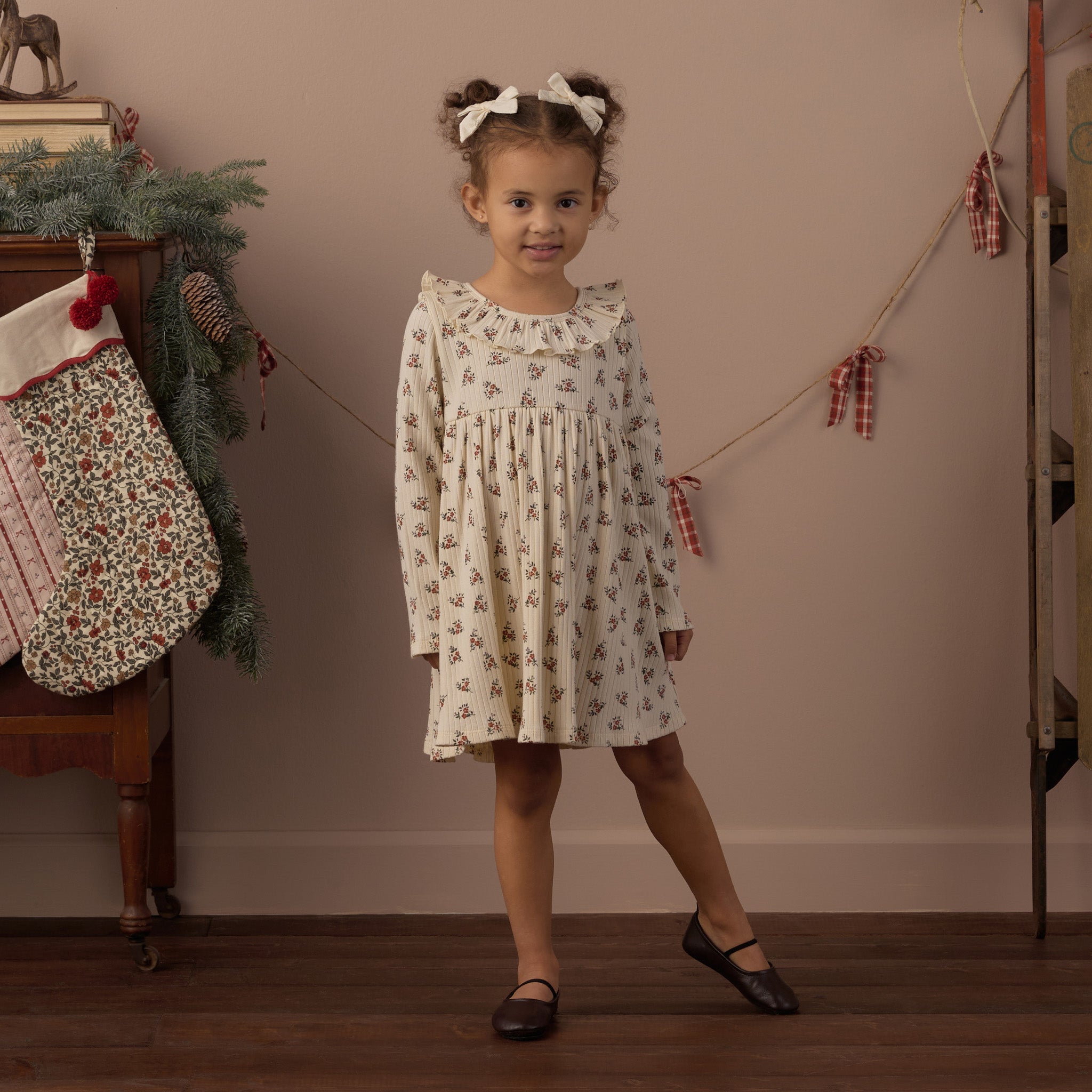 Ruffle Collar Dress (Ruby Bloom)