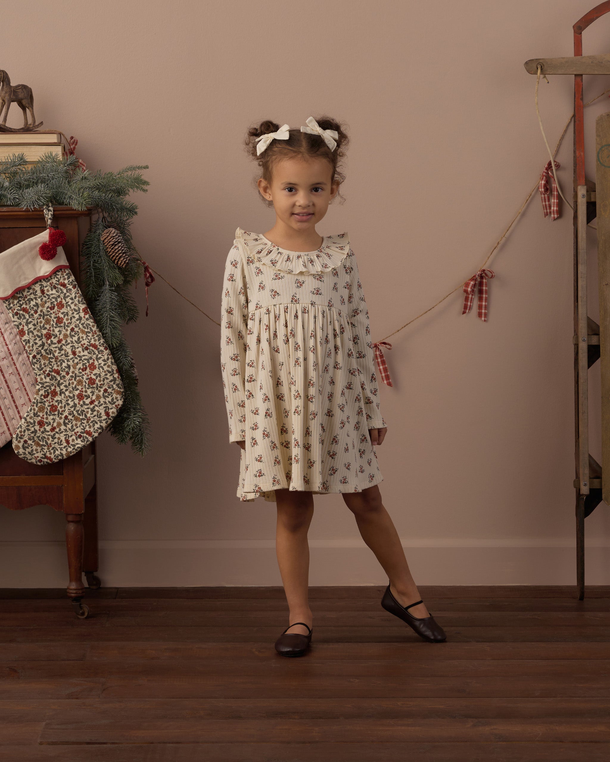 Ruffle Collar Dress (Ruby Bloom)