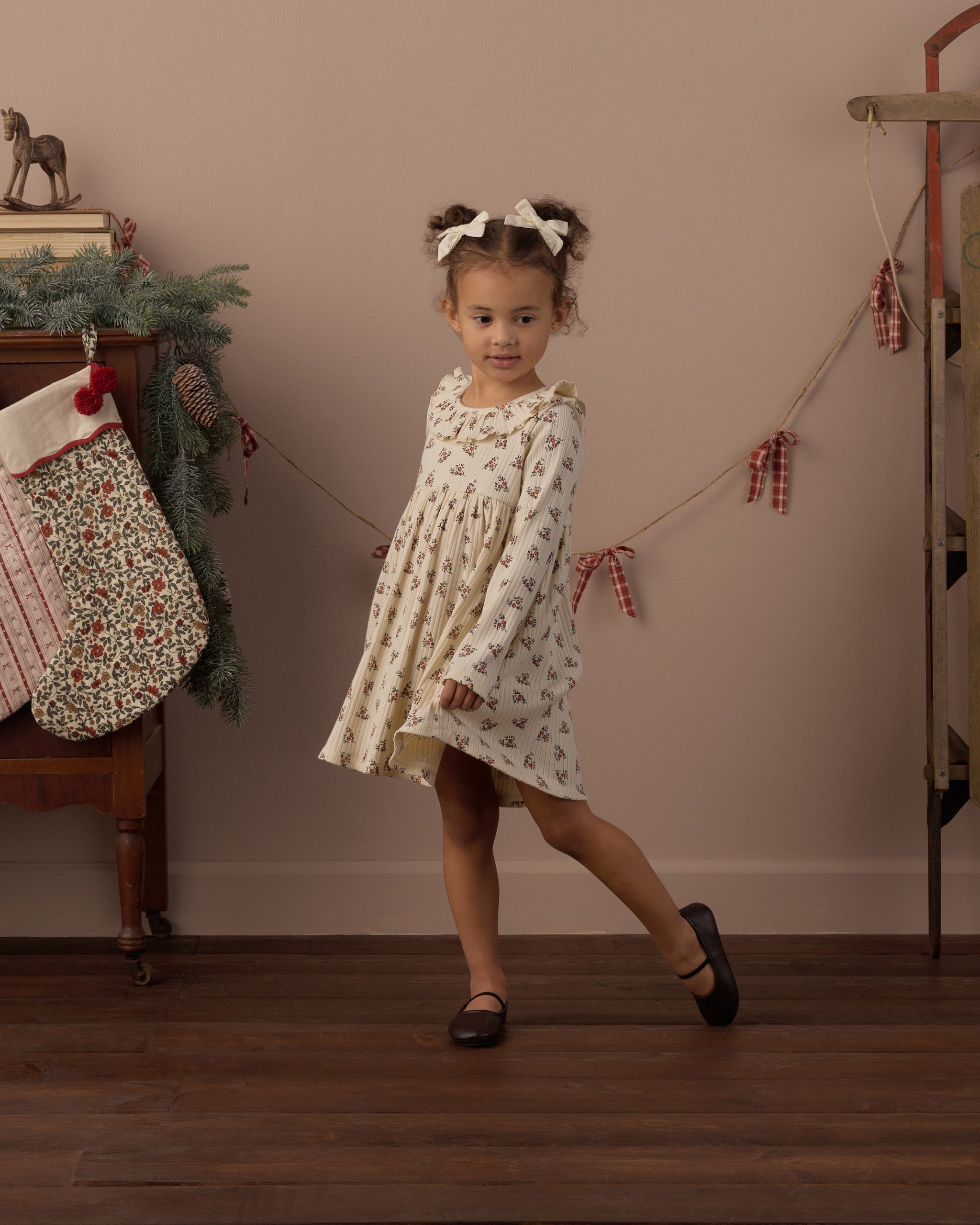Ruffle Collar Dress (Ruby Bloom)