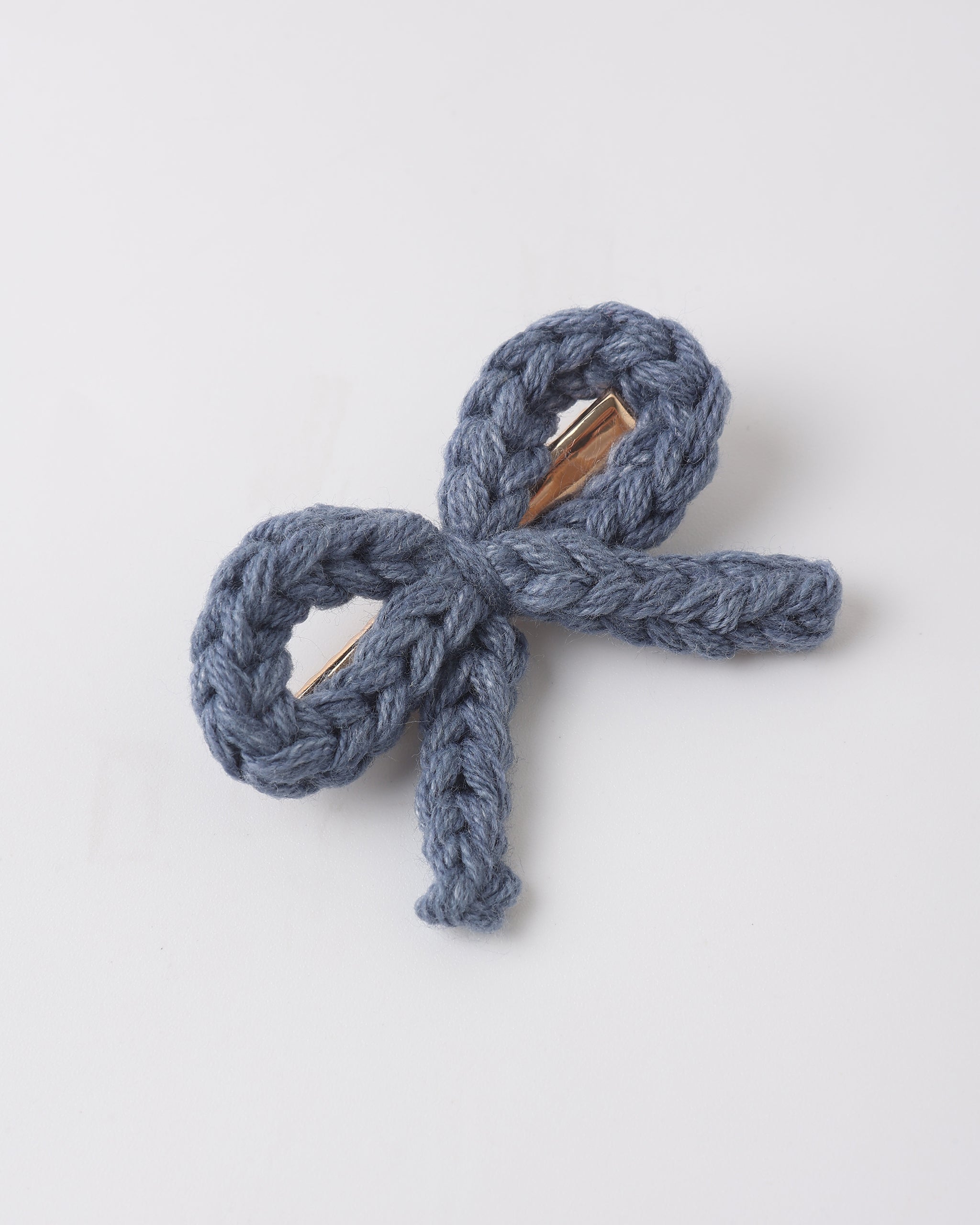 Crochet Bow Clip (Marine)