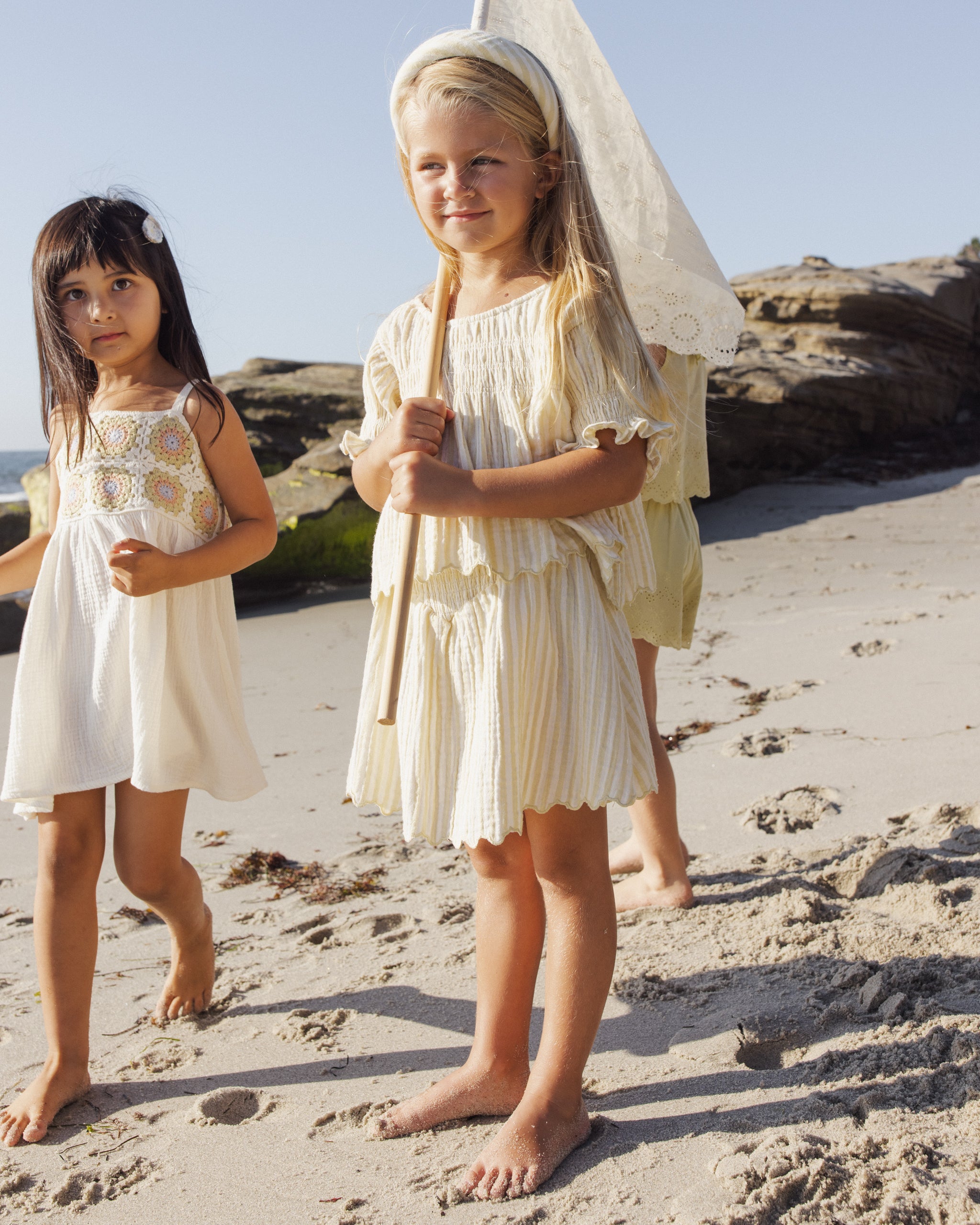Smocked V Mini Skirt (Citron Stripe)
