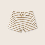 Double-Faced Striped Cotton Shorts (Sand)