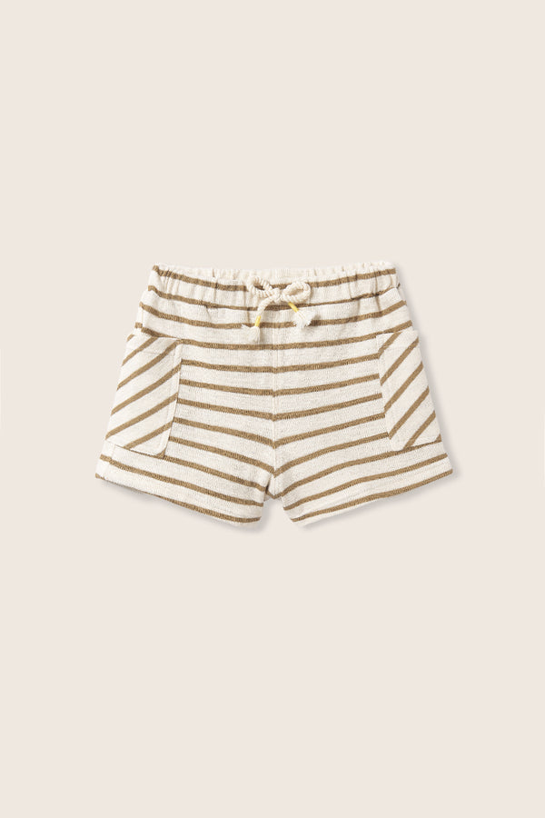 Double-Faced Striped Cotton Shorts (Sand)