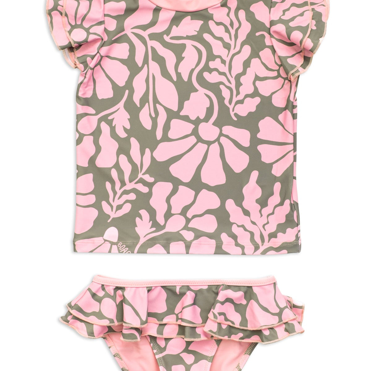 Melo Little Girls Rashie Set (Olive/Pink)