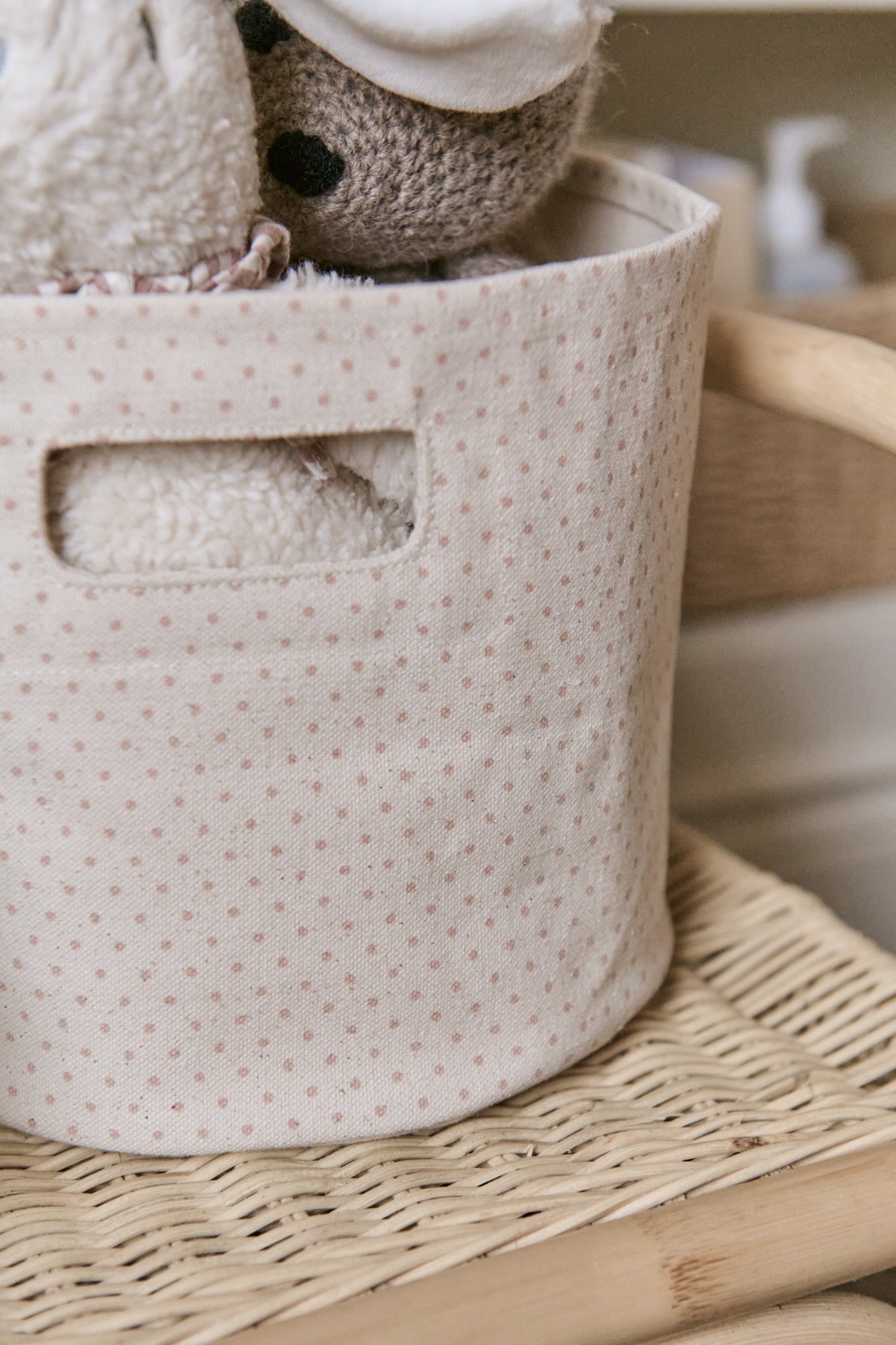 Printed Mini Storage Bin (Pin Dot Peony)