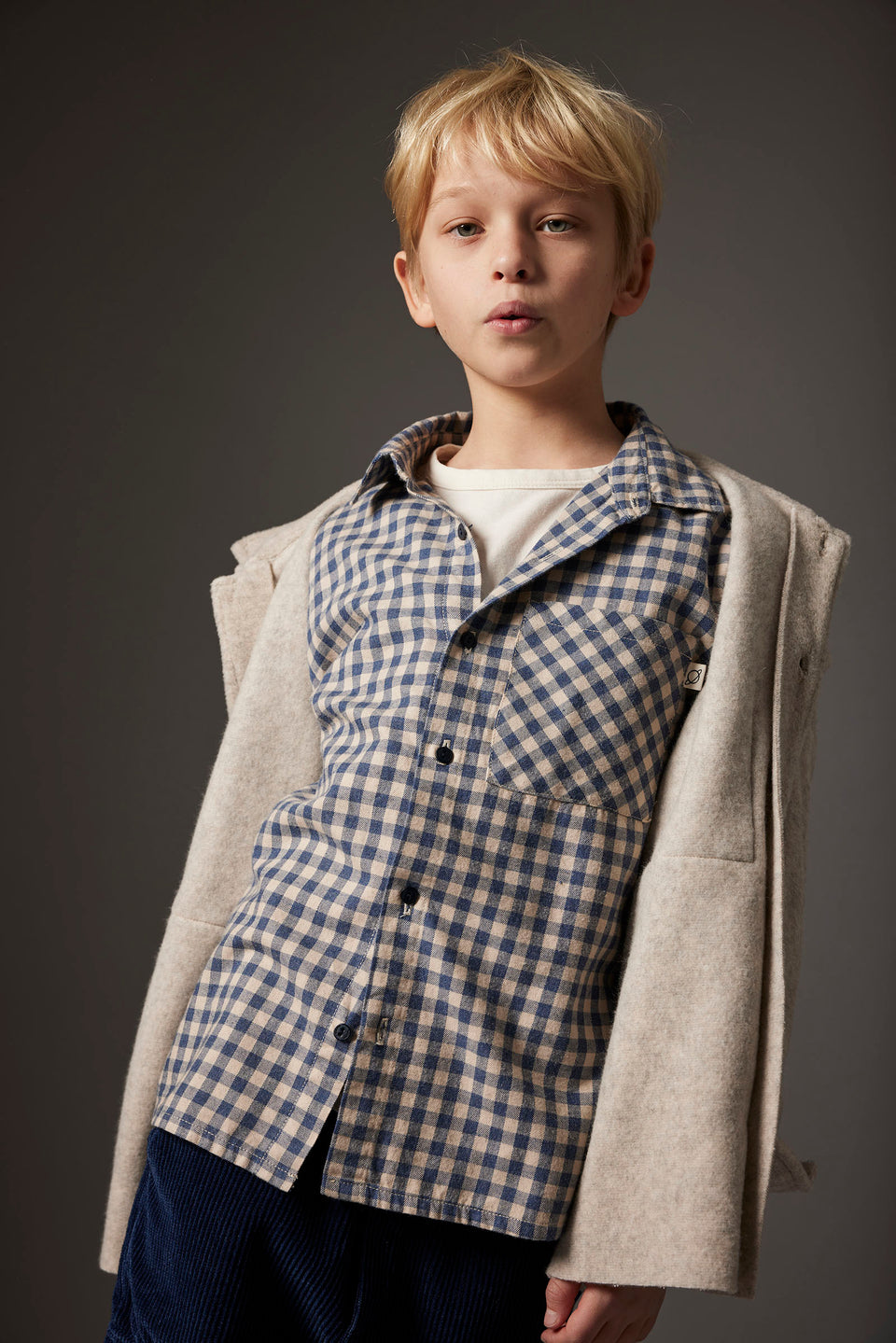 Gingham Flannel Shirt (Stone)