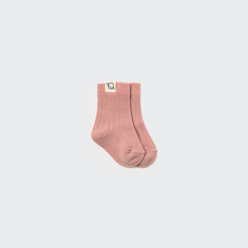 Warm Cotton Newborn Socks (Silver Pink)