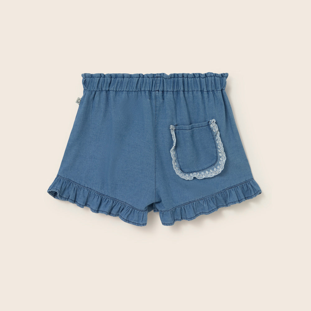 Chambray Denim Shorts (Blue)