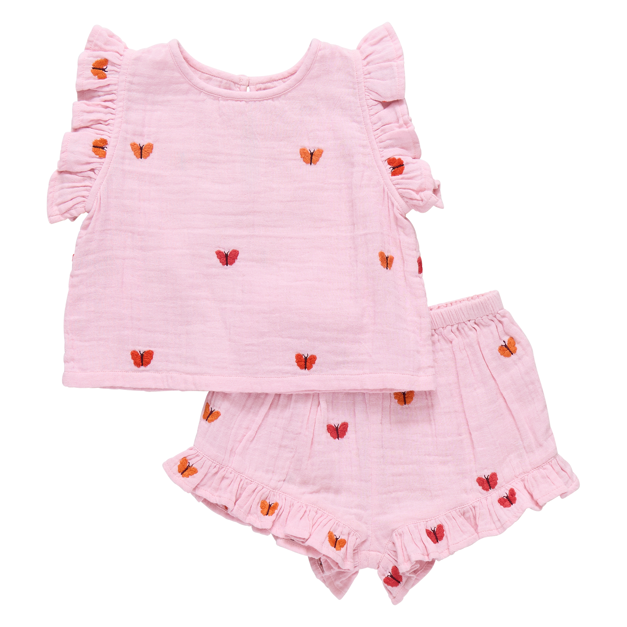 Baby Girls Roey 2-Pc Set (Butterfly Embroidery)