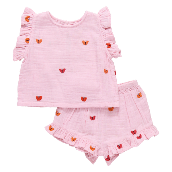 Girls Roey 2-Pc Set (Butterfly Embroidery)