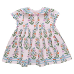 Girls Elowen Dress (Pink Dewdrop Block Print)