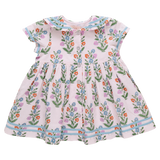 Girls Elowen Dress (Pink Dewdrop Block Print)