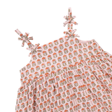 Girls Tia Dress (Pink Prairie Block Print)