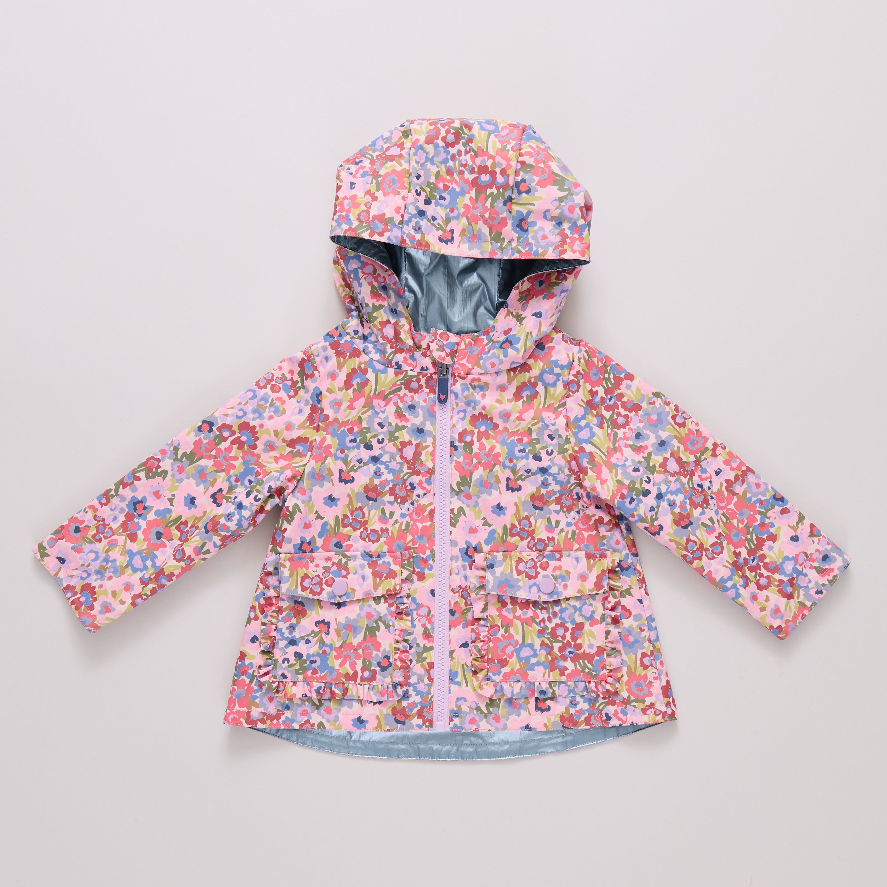 Girls Rafa Reversible Raincoat (Burgundy Sketched Floral)