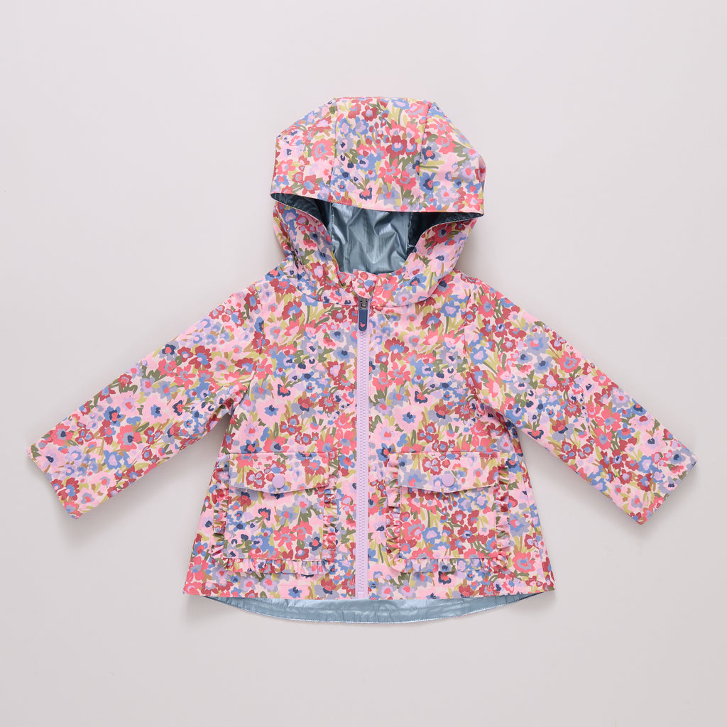 Girls Rafa Reversible Raincoat (Burgundy Sketched Floral)