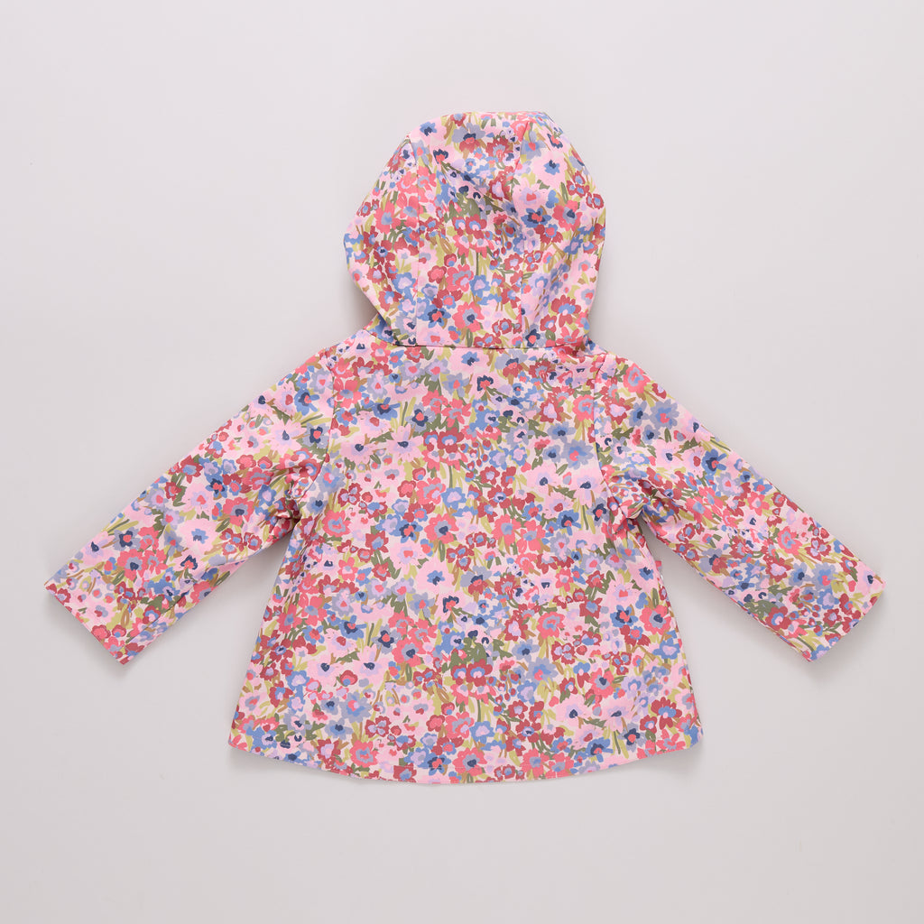 Girls Rafa Reversible Raincoat (Burgundy Sketched Floral)