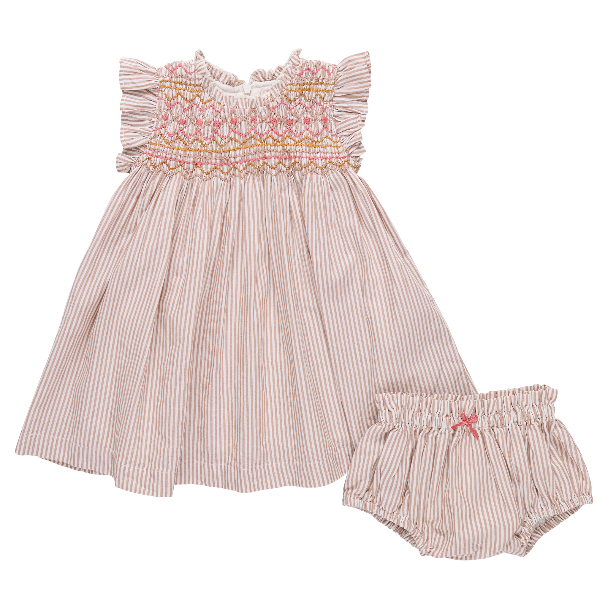Baby Girls Stevie Dress (Tawny Brown Stripe)